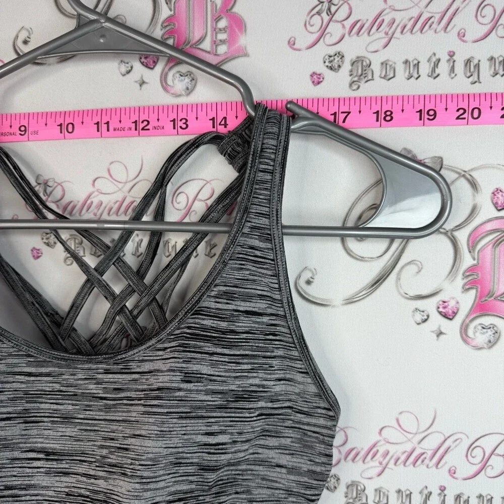 Sports bra strappy criss cross Women’s Gray Space-Dye Strappy Sports Bra